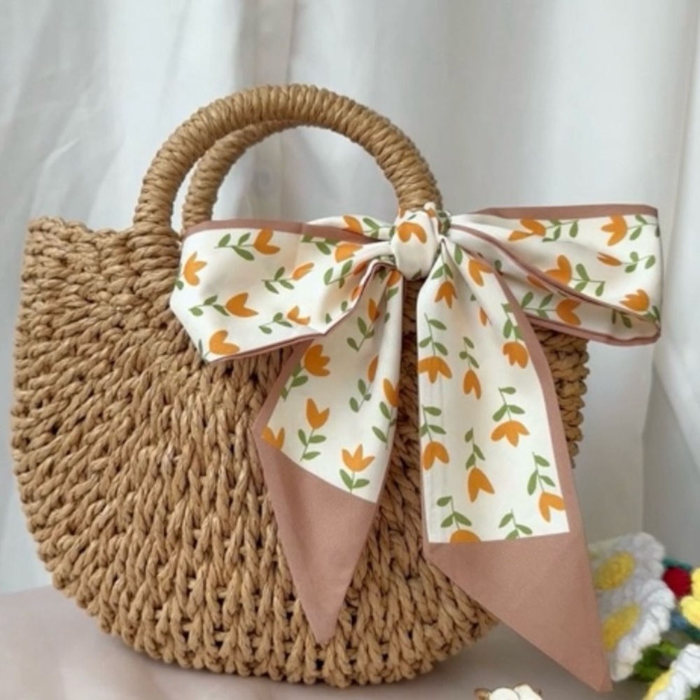 3/$20 Purse Handbag Skinny Scarf Butter Yellow Floral - Picture 7 of 7